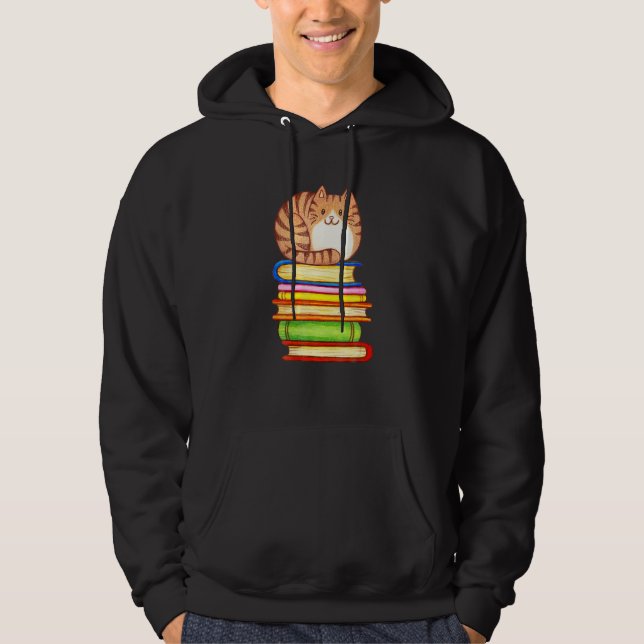 Cute Cat Books Graphic Women S Book  Eacher Hoodie (Front)