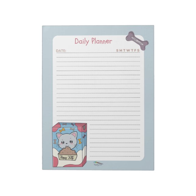 Cute Cat Box Lined Daily Planner Notepad (Rotated)