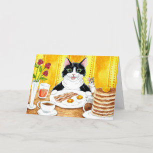 Cute Cat Breakfast Coffee Card