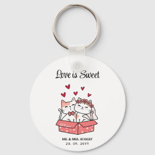 Cute Cat Bride And Groom Wedding  Key Ring