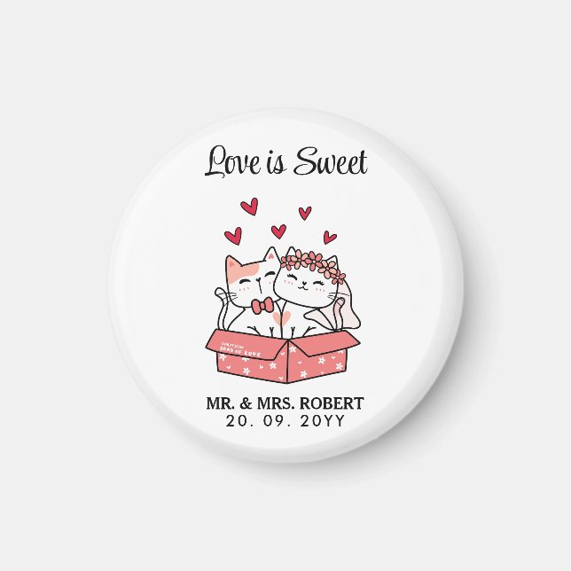 Cute Cat Bride And Groom Wedding  Magnet (Front)