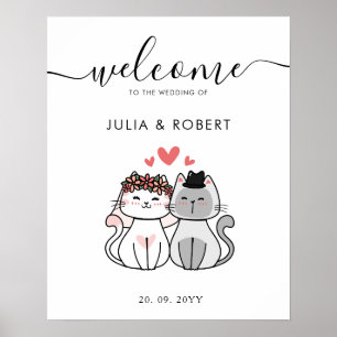 Cute Cat Bride And Groom Wedding  Poster