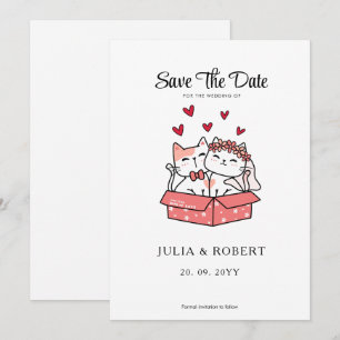 Cute Cat Bride And Groom Wedding  Save The Date