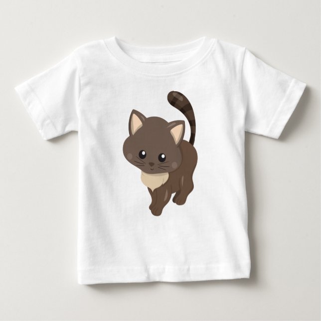 Cute Cat, Brown Cat, Little Cat, Kitty, Kitten Baby T-Shirt (Front)