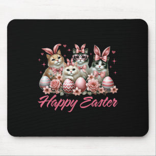 Cute Cat Bunny Happy Easter Cat Lover Kitty Rabbit Mouse Pad