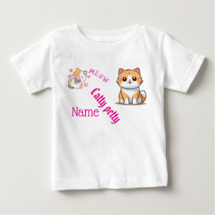 Cute Cat & Butterfly Toddler T-Shirt - Personalise