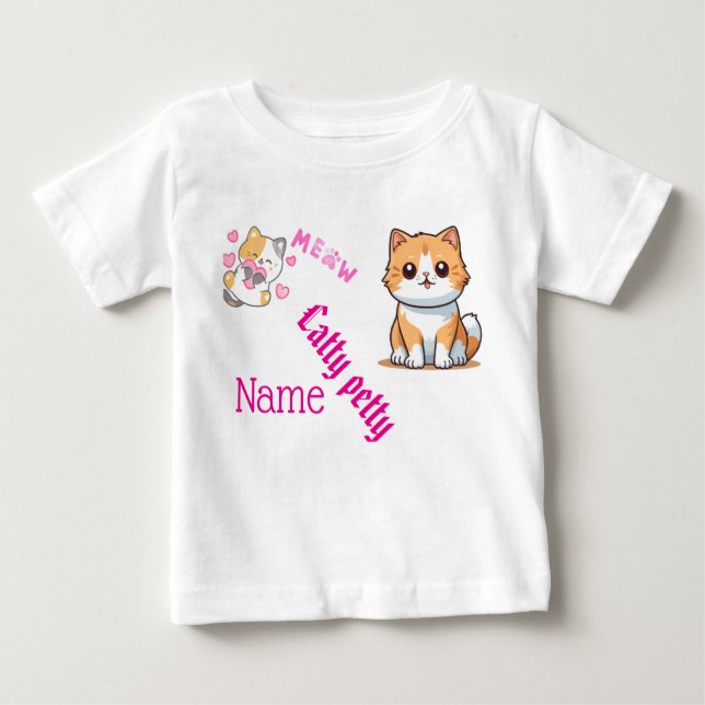 Cute Cat & Butterfly Toddler T-Shirt - Personalise (Front)