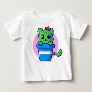 Cute Cat Cactus Cartoon Baby T-Shirt