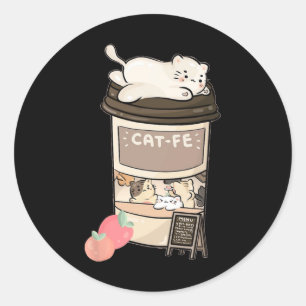 Cute Cat Cafe Classic Round Sticker