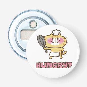 Cute Cat Cartoon Chef Pink Funny Kids Party Bottle Opener