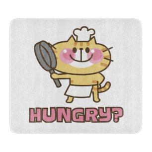 Cute Cat Cartoon Chef Pink Funny Kids Party Cutting Board