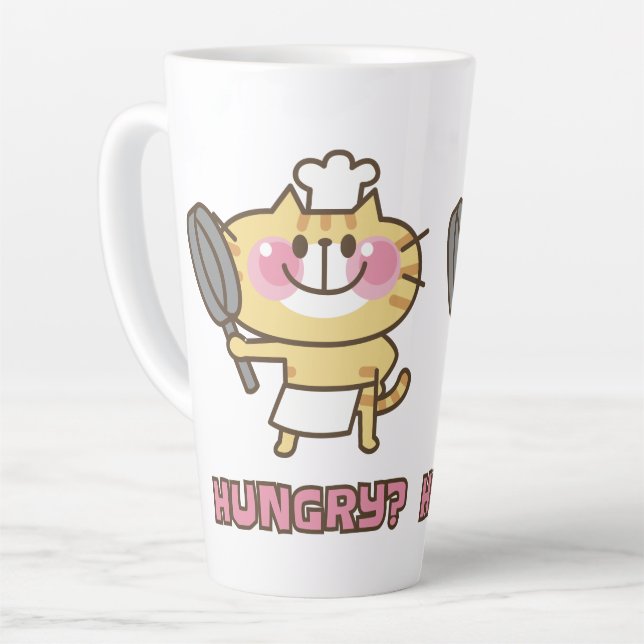Cute Cat Cartoon Chef Pink Funny Kids Party  Latte Mug (Left Angle)
