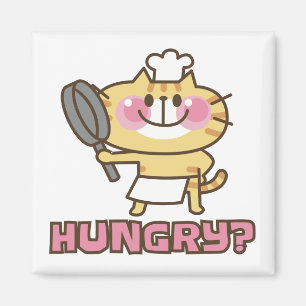 Cute Cat Cartoon Chef Pink Funny Kids Party  Magnet