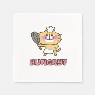 Cute Cat Cartoon Chef Pink Funny Kids Party  Napkin