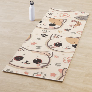 Cute Cat Cartoon Funny Pattern party Yoga Mat