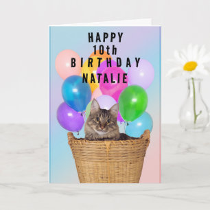 Cute Cat, change age and name, Birthday Card Cat