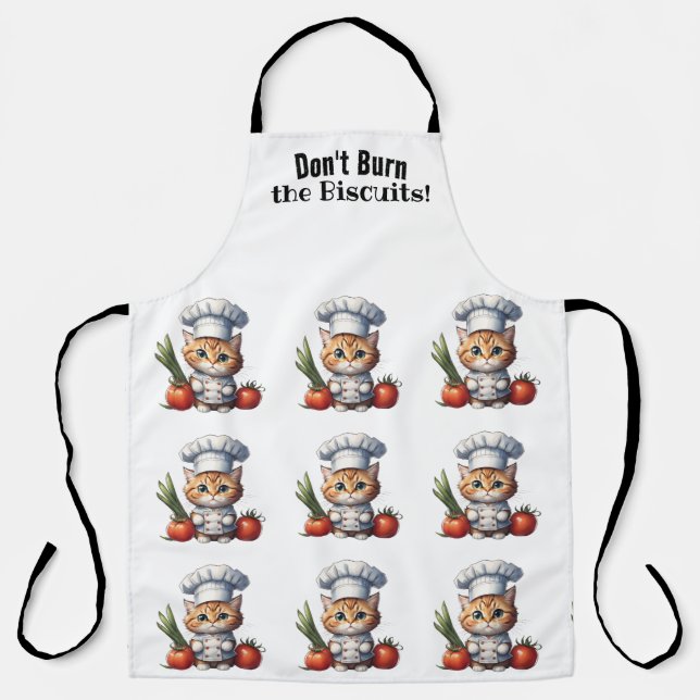 Cute Cat Chef All-Over Print Apron (Front)
