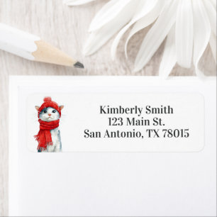 Cute Cat Christmas Address Return Address Label