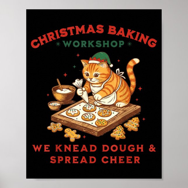 Cute Cat Christmas Baking Workshop For Men Women K Poster (Front)