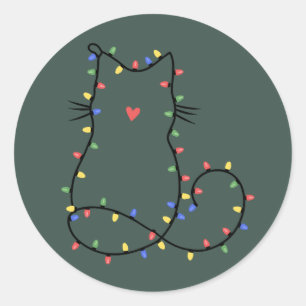 Cute Cat Christmas Cat Mum Funny Xmas Cat Lover  Classic Round Sticker