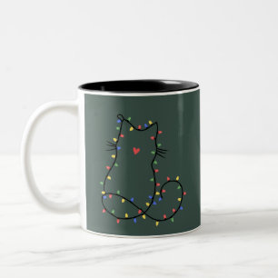 Cute Cat Christmas Cat Mum Funny Xmas Cat Lover  Two-Tone Coffee Mug