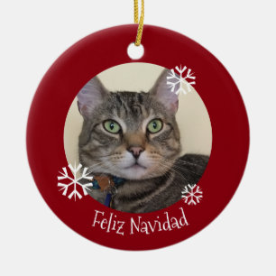 Cute Cat Christmas ceramic ornament