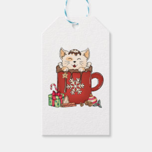 Cute Cat Christmas Chocolate Coffee Gift Tags