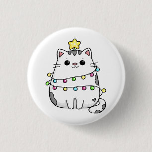 Cute Cat Christmas design 3 Cm Round Badge