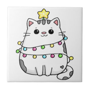Cute Cat Christmas design Ceramic Tile