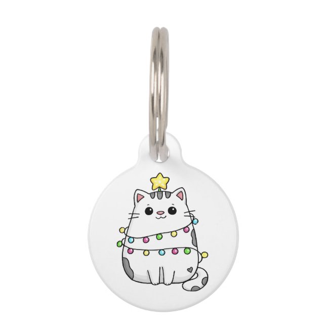 Cute Cat Christmas design  Pet Tag (Front)