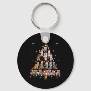 Cute Cat Christmas Dog Tree Funny Cat Tees Christm Key Ring