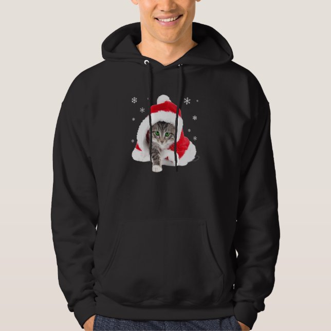 Cute Cat Christmas Funny Santa Cat Lovers Kids Boy Hoodie (Front)