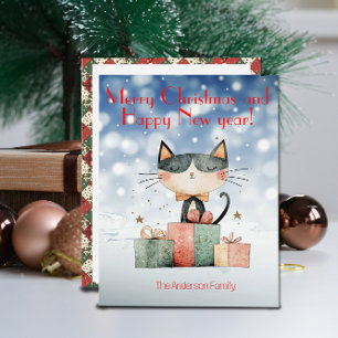 Cute cat christmas gift Holiday Postcard