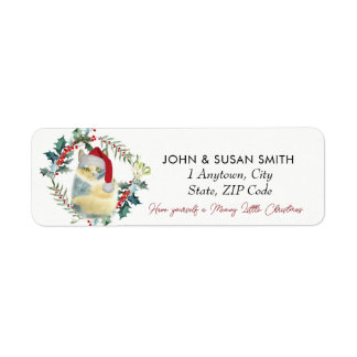 cute cat Christmas holiday return address labels