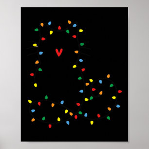 Cute Cat Christmas Light Graphic Cat Black Mum Lov Poster