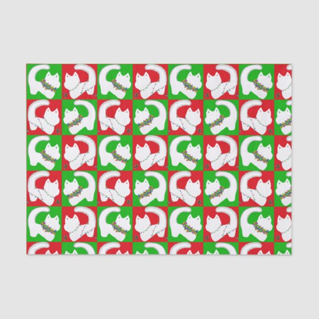 Cute cat Christmas lights tissue paper (Front)