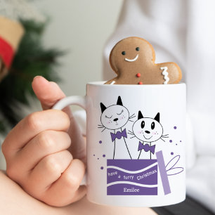 Cute Cat Christmas Presents Mug (Purple)
