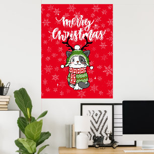 Cute Cat Christmas Stocking stuffers Galore Poster