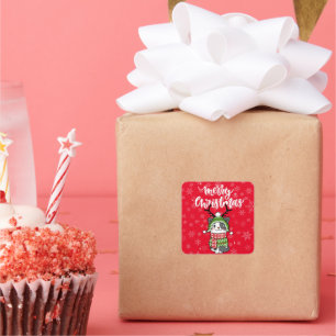 Cute Cat Christmas Stocking stuffers Galore Square Sticker