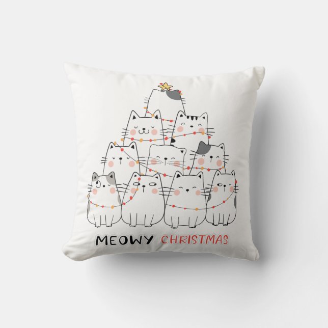Cute cat christmas tree. cushion (Front)