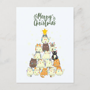 Cute Cat Christmas Tree Holiday Postcard