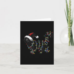 Cute Cat Christmas Tree Lights Funny Santa Kitten Card
