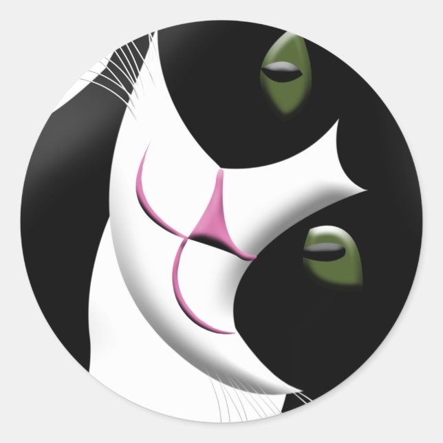 Cute Cat Classic Round Sticker (Front)