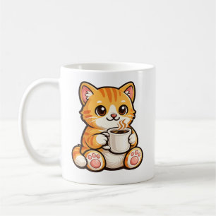 Cute Cat Coffee – Cozy Orange Cat Drinking Coffee Mug
