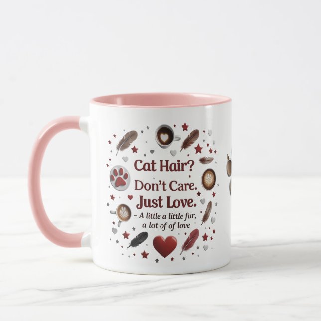 Cute Cat Coffee Cup with Hearts & Paws (Left)