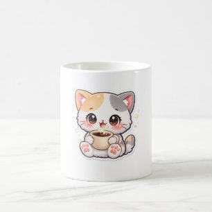 Cute Cat Coffee Lover Gift - Kawaii Kitten Mug for