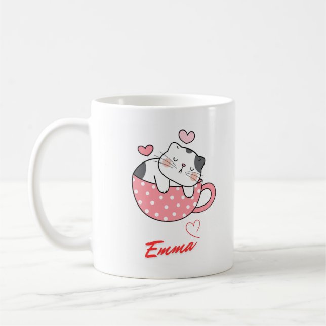 Cute Cat Coffee Mug (Left)