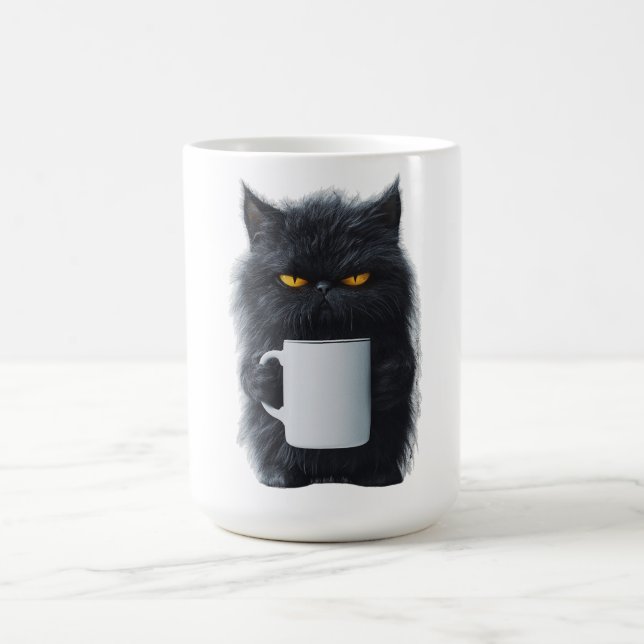 Cute Cat Coffee Mug - Ceramic Playful Design Cat L (Center)