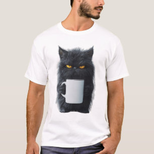 Cute Cat Coffee Mug - Ceramic Playful Design Cat L T-Shirt