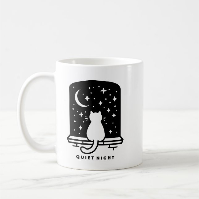 Cute Cat Coffee Mug Kawaii Cosy Gift for Cat Lover (Left)